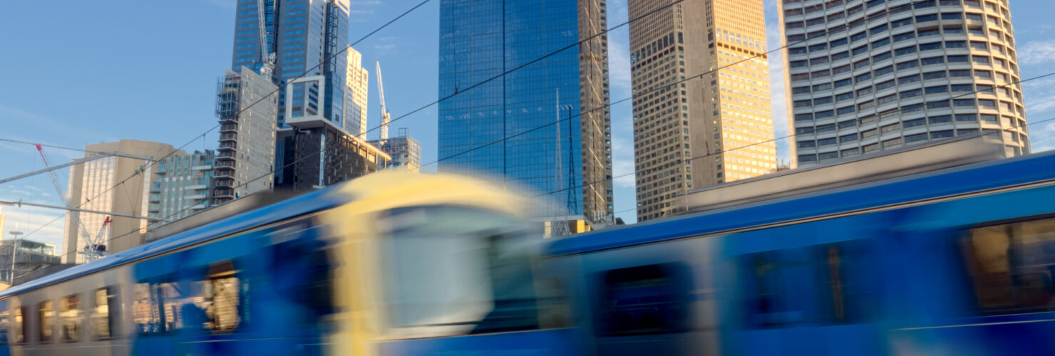 Image VIC trains travelling at speed in Melbourne