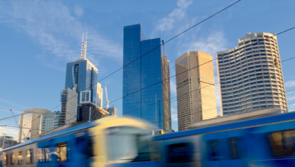 Image VIC trains travelling at speed in Melbourne