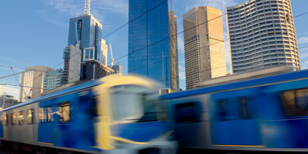 Image VIC trains travelling at speed in Melbourne