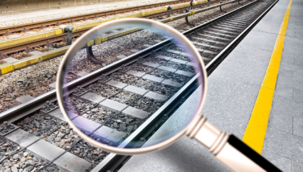 Magnifying glass on rail
